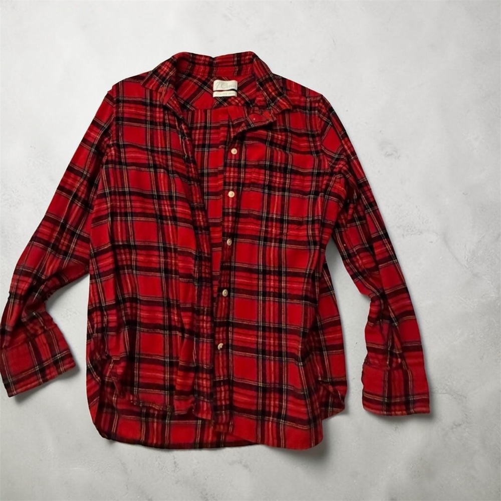 J Crew Red Plaid Women's Flannel Shirt
